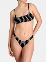 Free Society - Crinkle Crop Bikini in Black Stripe 2 Thumb