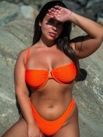 Free Society - Crinkle Underwire Bikini in Orange 2 Thumb